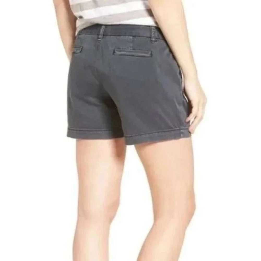CASLON Shorts‎ Womens Sz 16 Gray Casual Cuffed Hem Cotton Blend Pockets Chino